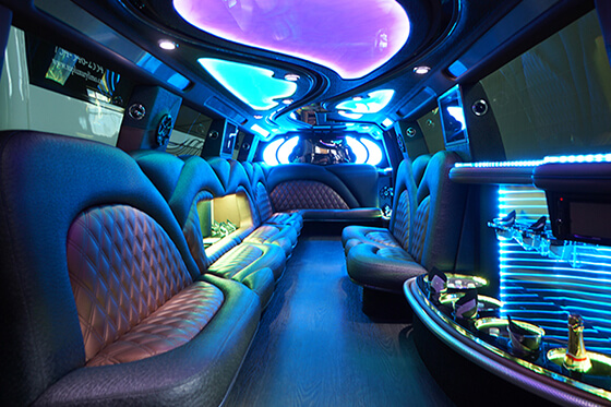 20 passenger limousine with colorful lighting