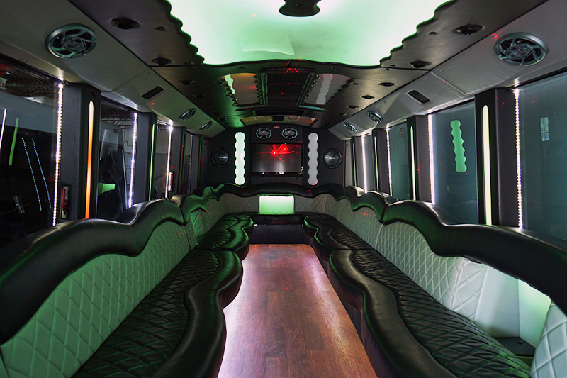bus interior with party lights