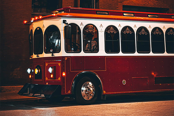 red trolley in Kansas City