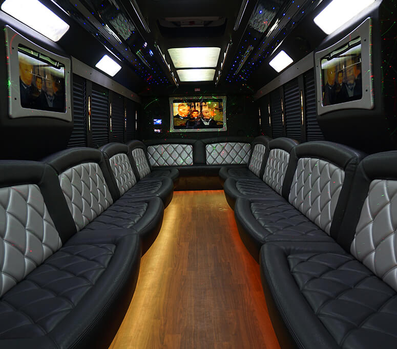 party bus with flat-screen TVs